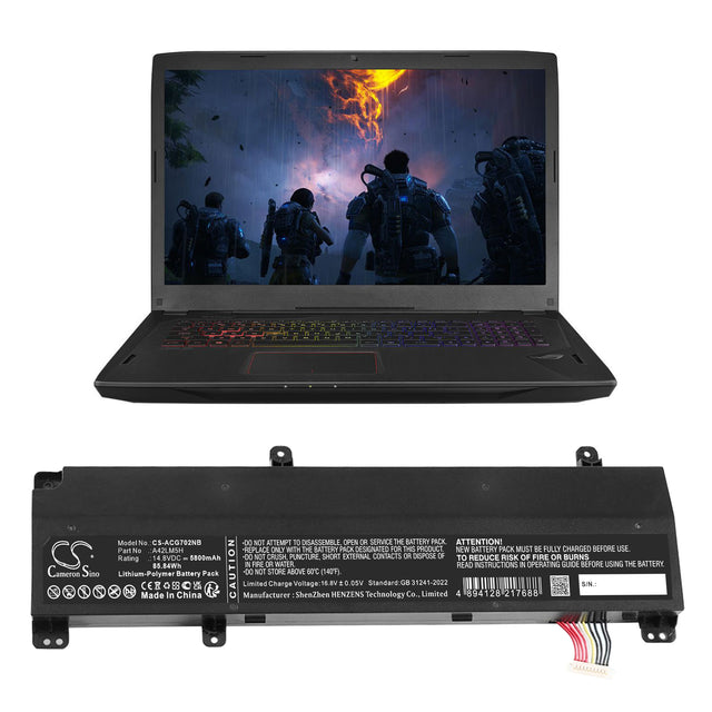 14.8V, Li-Polymer, 5800mAh, Notebook, Laptop battery fits Acer, 0b110-00490000, Gl702vi, Gl702vi-1a, 85.84Wh Notebook, Laptop Cameron Sino Technology Limited