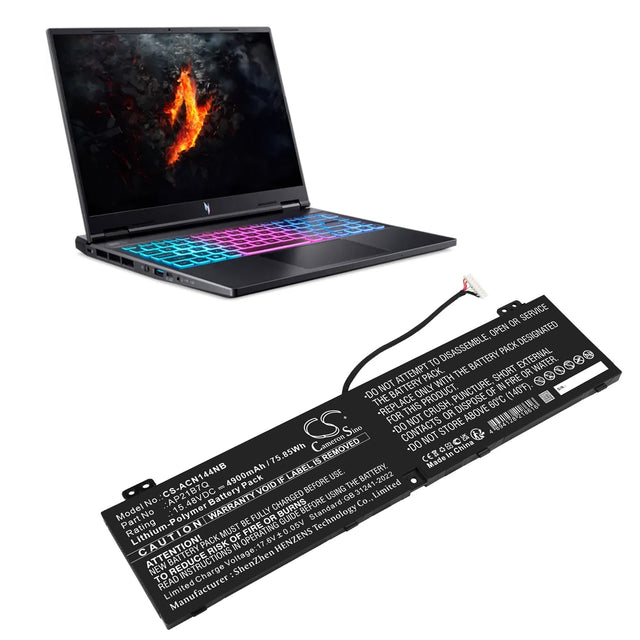 15.48V, Li-Polymer, 4900mAh, Notebook, Laptop battery fits Acer, Ap21b7q, Nitro 14 (an14-41), Nitro 14 An14-41-r0cd, 75.85Wh Notebook, Laptop Cameron Sino Technology Limited