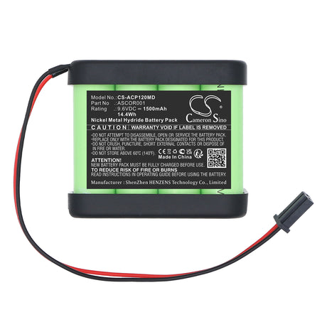 9.6V, Ni-MH, 1500mAh, Medical battery fits Ascor, ASCOR001, AP12, AP22, 14.4Wh Medical Cameron Sino Technology Limited
