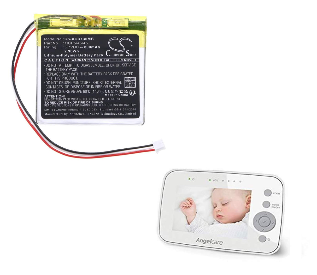 3.7v, Li-polymer, 800mah, Babyphone Battery Fits Angelcare, Ac1300, Ac1300-d, 2.96wh BabyPhone Cameron Sino Technology Limited