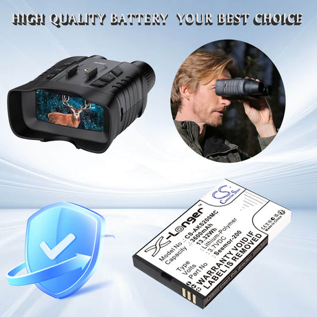 3.7V, Li-Polymer, 3600mAh, Camera battery fits AKASO, Seemor-200, Seemor 200, Seemor-200, 13.32Wh Camera Cameron Sino Technology Limited