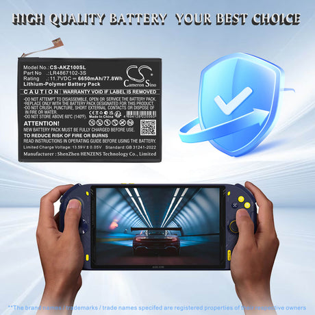 11.7V, Li-Polymer, 6650mAh, Game Console battery fits AOKZOE, LR4867102-3S, A1L, A1 Pro, 77.8Wh Game Console Cameron Sino Technology Limited