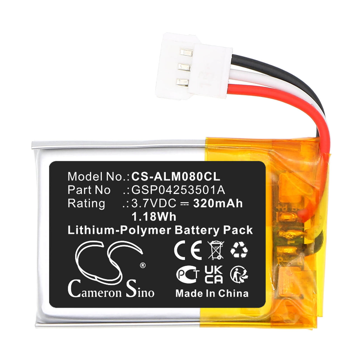3.7V, Li-Polymer, 320mAh, Cordless Phone battery fits Alcatel-Lucent, GSP04253501A, 3MG08009AA, Wide Band 4.1 Bluetooth, 1.18Wh Cordless Phone Cameron Sino Technology Limited