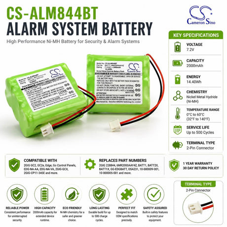 Alarm Battery For 6mr2000aay42, Go Control Panels 7.2v, 2000mah - 14.40wh Alarm System Cameron Sino Technology Limited