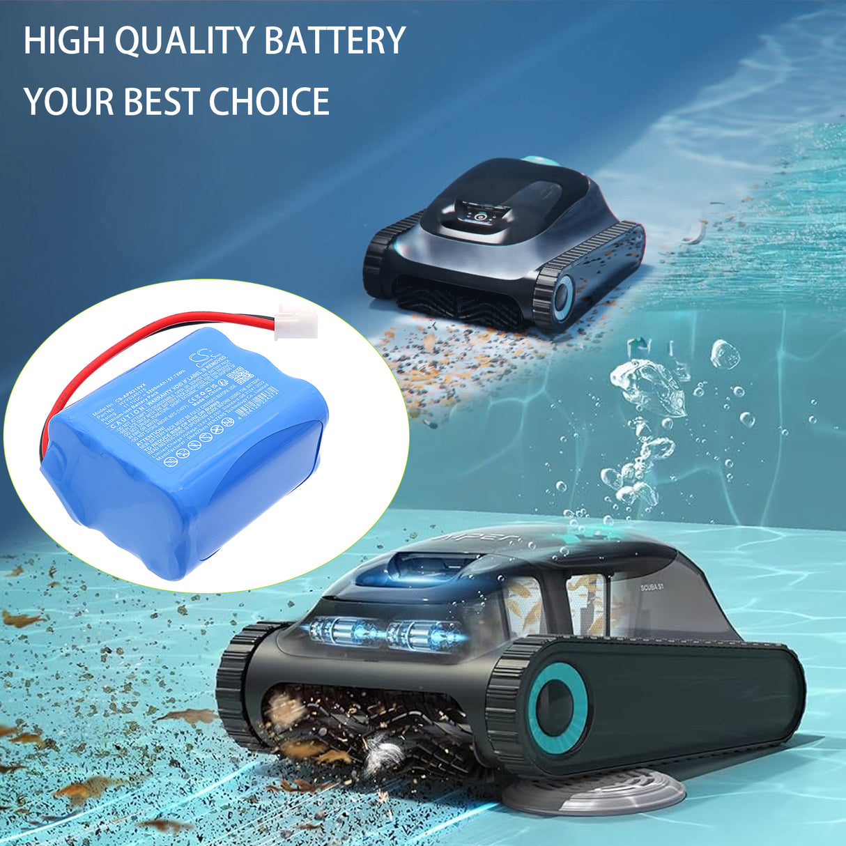 11.1V, Li-ion, 5200mAh, Vacuum battery fits Aiper, HYY0345175, SE Cordless Robotic Pool Cleaner, 57.72Wh Vacuum Cameron Sino Technology Limited