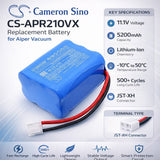 11.1V, Li-ion, 5200mAh, Vacuum battery fits Aiper, HYY0345175, SE Cordless Robotic Pool Cleaner, 57.72Wh Vacuum Cameron Sino Technology Limited
