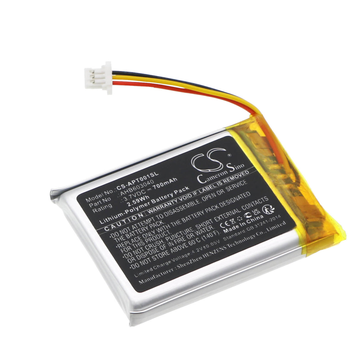3.7V, Li-Polymer, 700mAh Headset Battery Fits Adidas, Rpt-01, 2.59Wh Wireless Headset Cameron Sino Technology Limited   