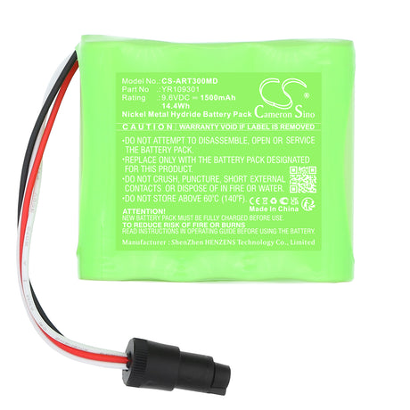 9.6V, Ni-MH, 1500mAh, Medical battery fits Air Liquide, YR109301, Blease 5500 Osiris 3, Taema Respirator Osiris 3, 14.4Wh Medical Cameron Sino Technology Limited