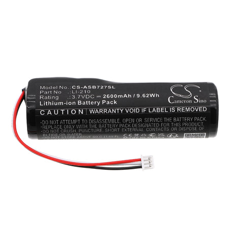 3.7V, Li-ion, 2600mAh, Speaker battery fits Audio-technica, Li-210, At-sb727, Auatsb727, 9.62Wh Speaker Cameron Sino Technology Limited