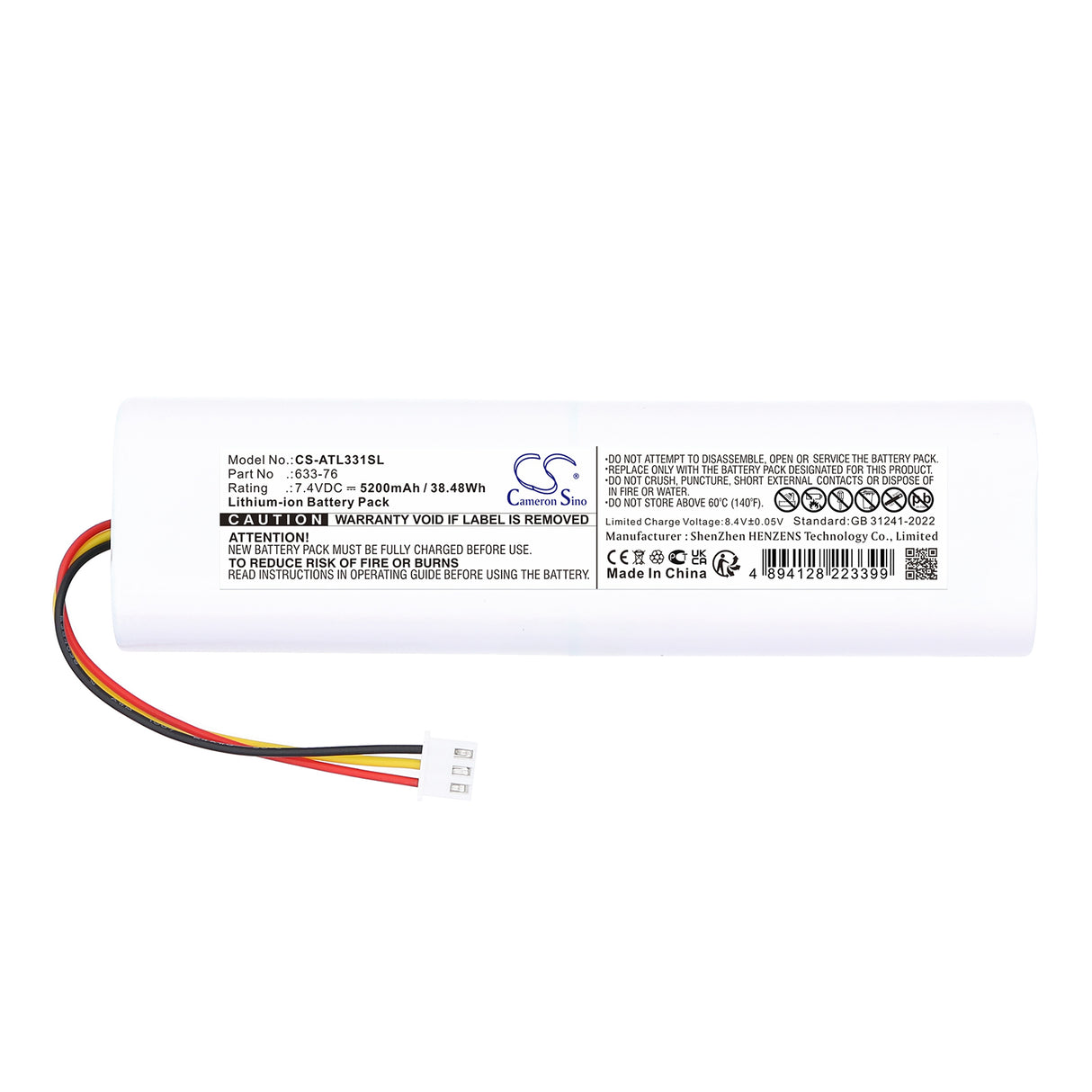 7.4V, Li-ion, 5200mAh, Equipment, Survey, Test battery fits Anritsu, 633-76, S331L, 38.48Wh Equipment, Survey, Test Cameron Sino Technology Limited