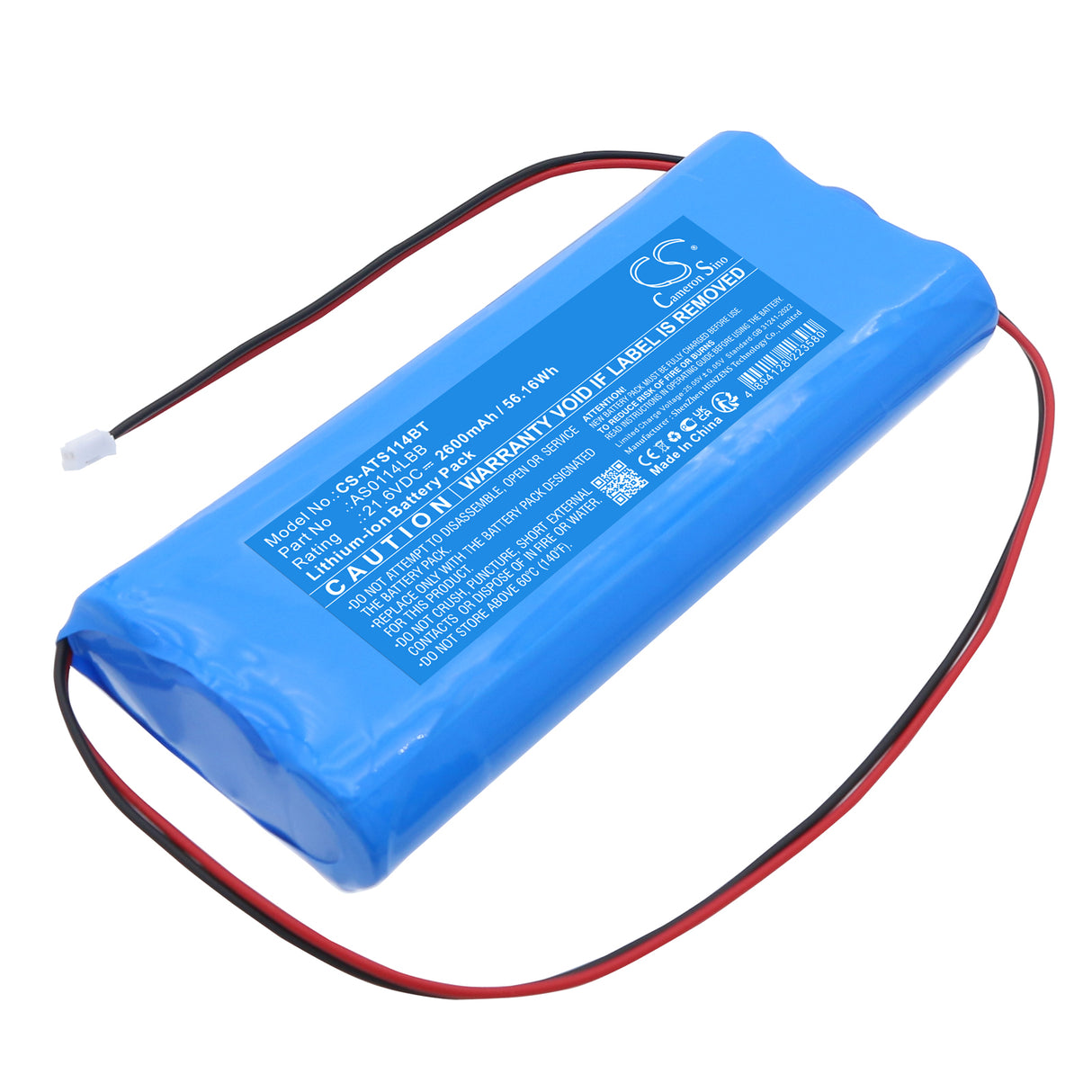 21.6V, Li-ion, 2600mAh, Alarm System battery fits Autoslide, AS0114LBB, MultiDrive, Multidrive sliding, 56.16Wh Alarm System Cameron Sino Technology Limited