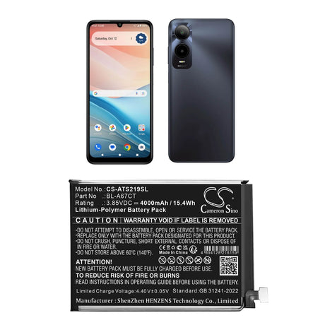 3.85V, Li-Polymer, 4000mAh, Mobile, SmartPhone battery fits Cricket, Bl-a67ct, Outlast 5g, Outlast 5g Sn509c, 15.4Wh Mobile, SmartPhone Cameron Sino Technology Limited