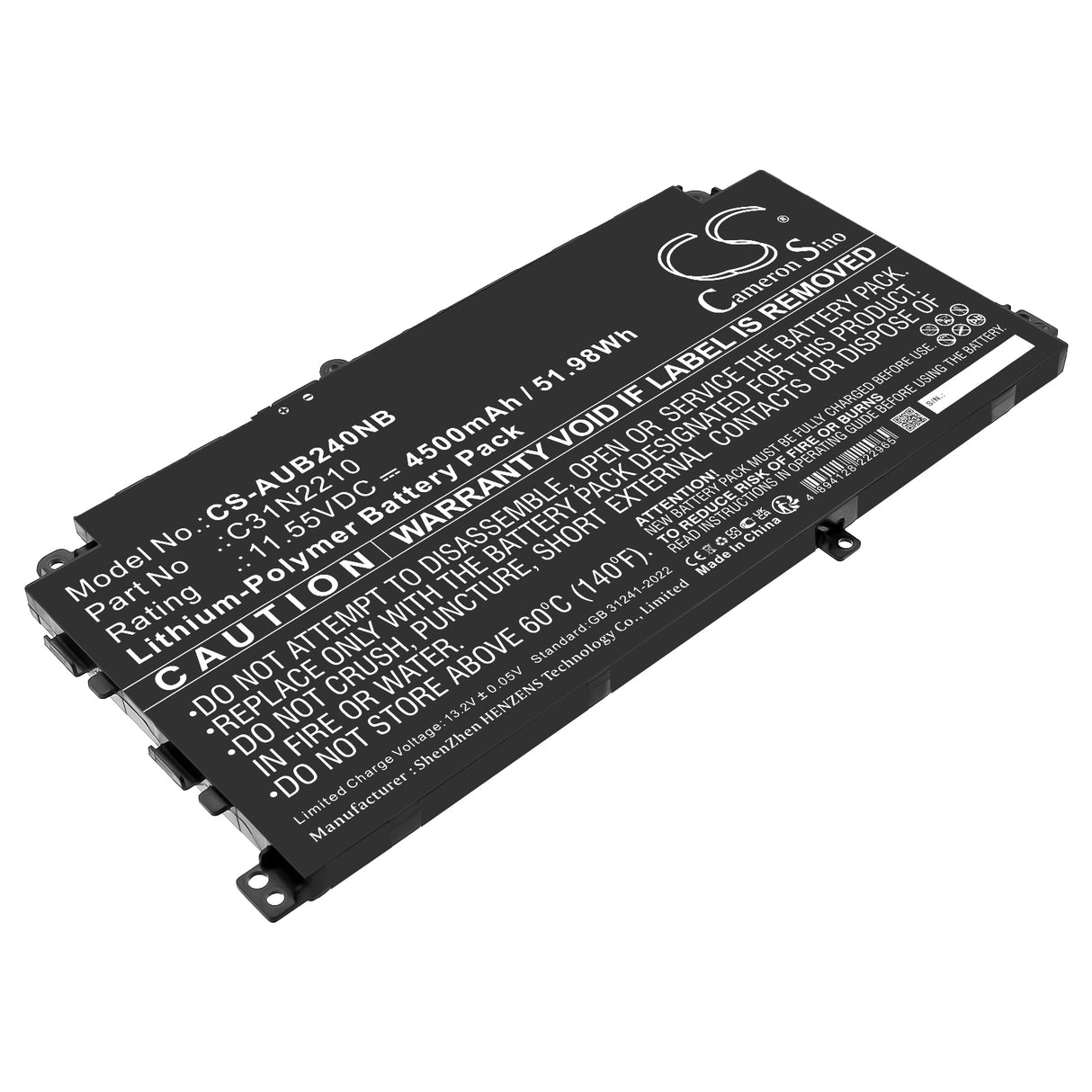 11.55V, Li-Polymer, 4500mAh, Notebook, Laptop battery fits Asus, 0B200-04370000, B2402CVA, B2402CVA-EB0248, 51.98Wh Notebook, Laptop Cameron Sino Technology Limited