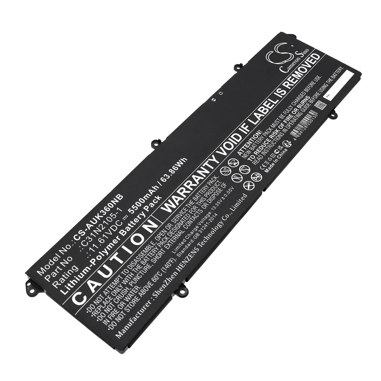 11.61V, Li-Polymer, 5500mAh, Notebook Battery fits Asus, K3605vu, K3605vv, 63.86Wh Notebook, Laptop Cameron Sino Technology Limited