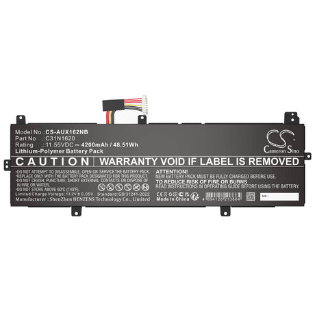 11.55V, Li-Polymer, 4200mAh, Notebook, Laptop battery fits Asus, 0b200-02370000, Bx430, Bx430ua, 48.51Wh Notebook, Laptop Cameron Sino Technology Limited