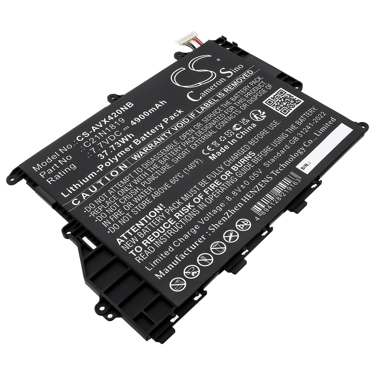 7.7V, Li-Polymer, 4900mAh, Notebook, Laptop battery fits Asus, 0B200-03200000, A420UA, A420UA-EK115T, 37.73Wh Notebook, Laptop Cameron Sino Technology Limited