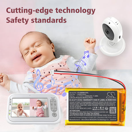 3.7V, Li-Polymer, 2000mAh, BabyPhone battery fits JSLBtech, AHB653860, Video Baby Monitor, 7.4Wh BabyPhone Cameron Sino Technology Limited