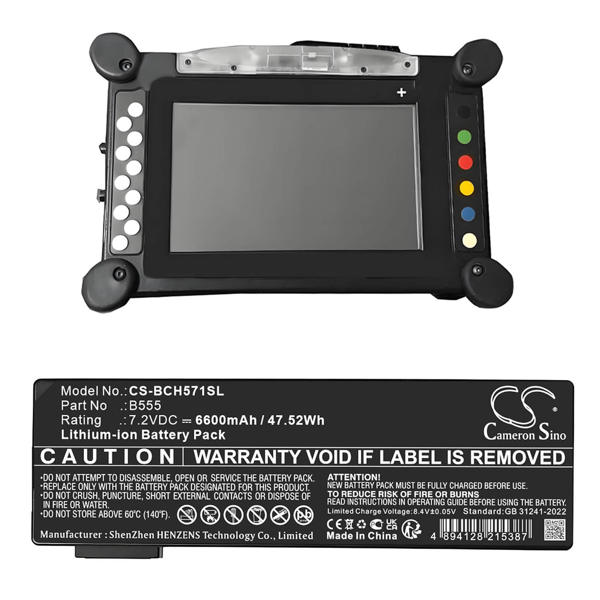 7.2V, Li-ion, 6600mAh, Diagnostic Scanner battery fits Bosch, B555, 3571-0100 Iflex Obd, 47.52Wh Diagnostic Scanner Cameron Sino Technology Limited