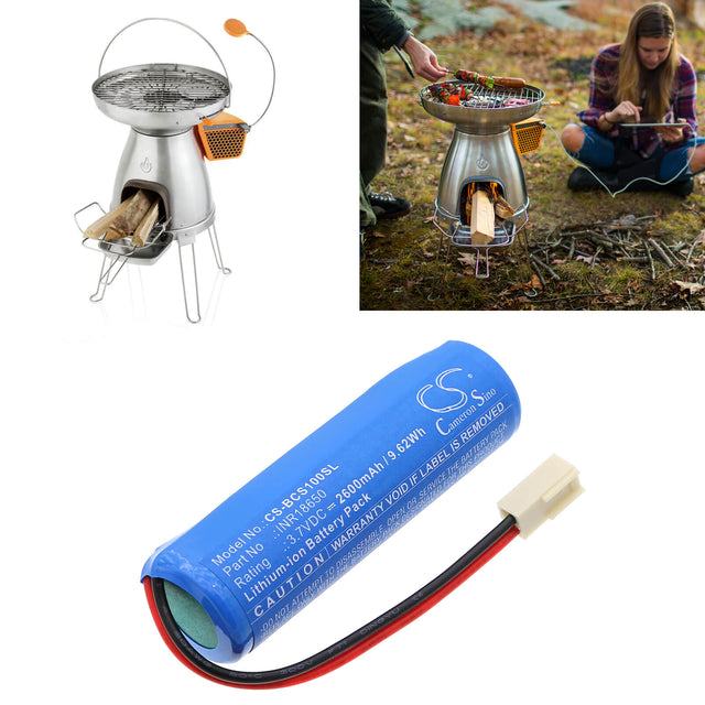 3.7V, Li-ion, 2600mAh, Kitchenware battery fits Biolite, INR18650, BaseCamp Stove, 9.62Wh Kitchenware Cameron Sino Technology Limited