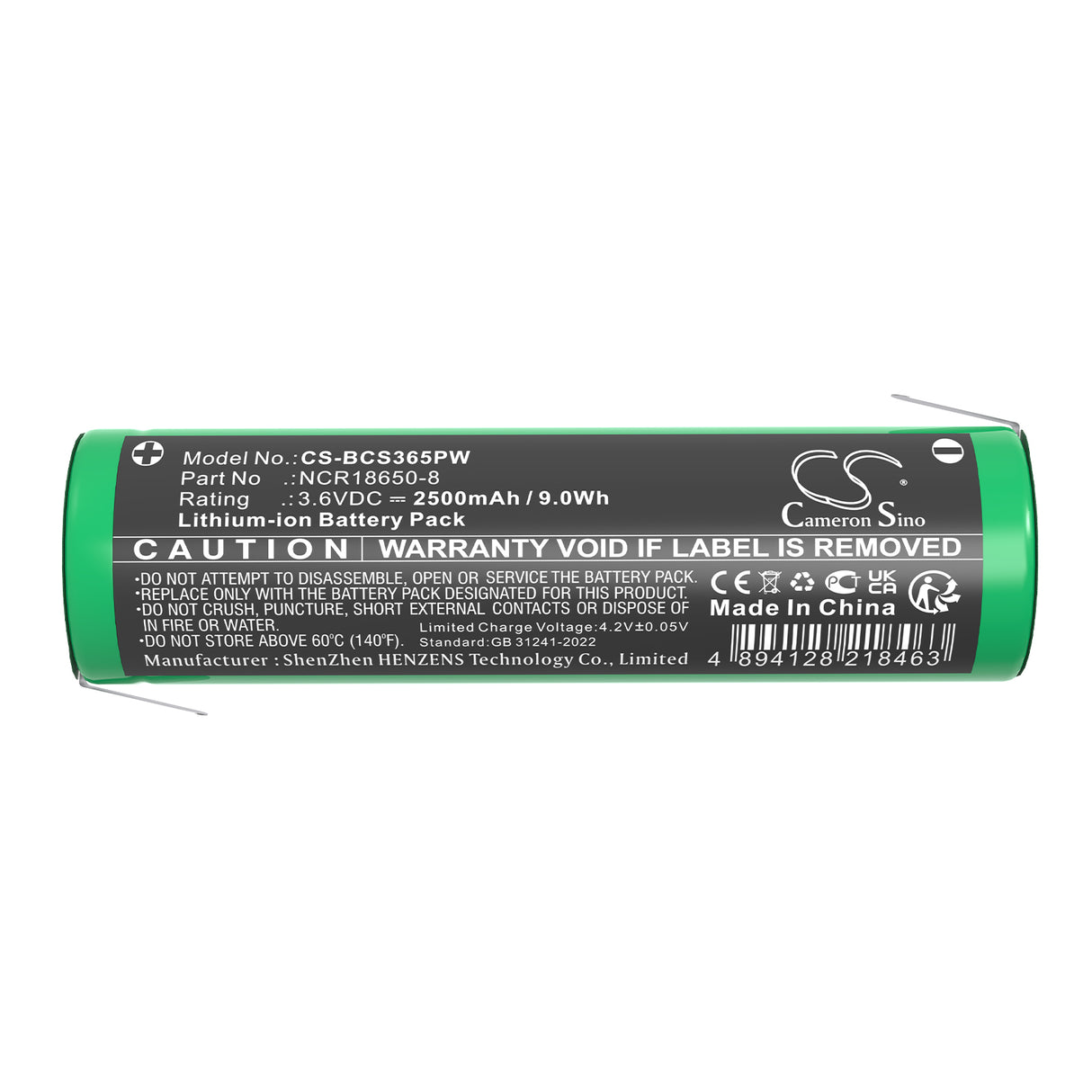 3.6V, Li-ion, 2500mAh, Power Tools battery fits Black & Decker, Ncr18650-8, Bdcs40g Type 1, Cs3652lc, 9.0Wh Power Tools Cameron Sino Technology Limited (Power Tools)