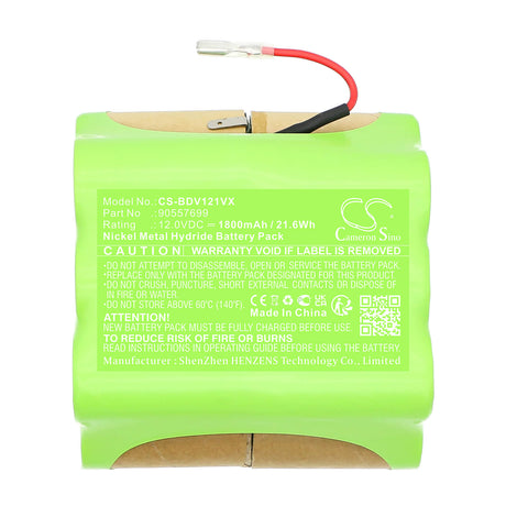 12.0V, Ni-MH, 1800mAh, Power Tools battery fits Black & Decker, 90557699, PHV1210, PIVOT VAC 12V, 21.6Wh Vacuum Battery Cameron Sino Technology Limited