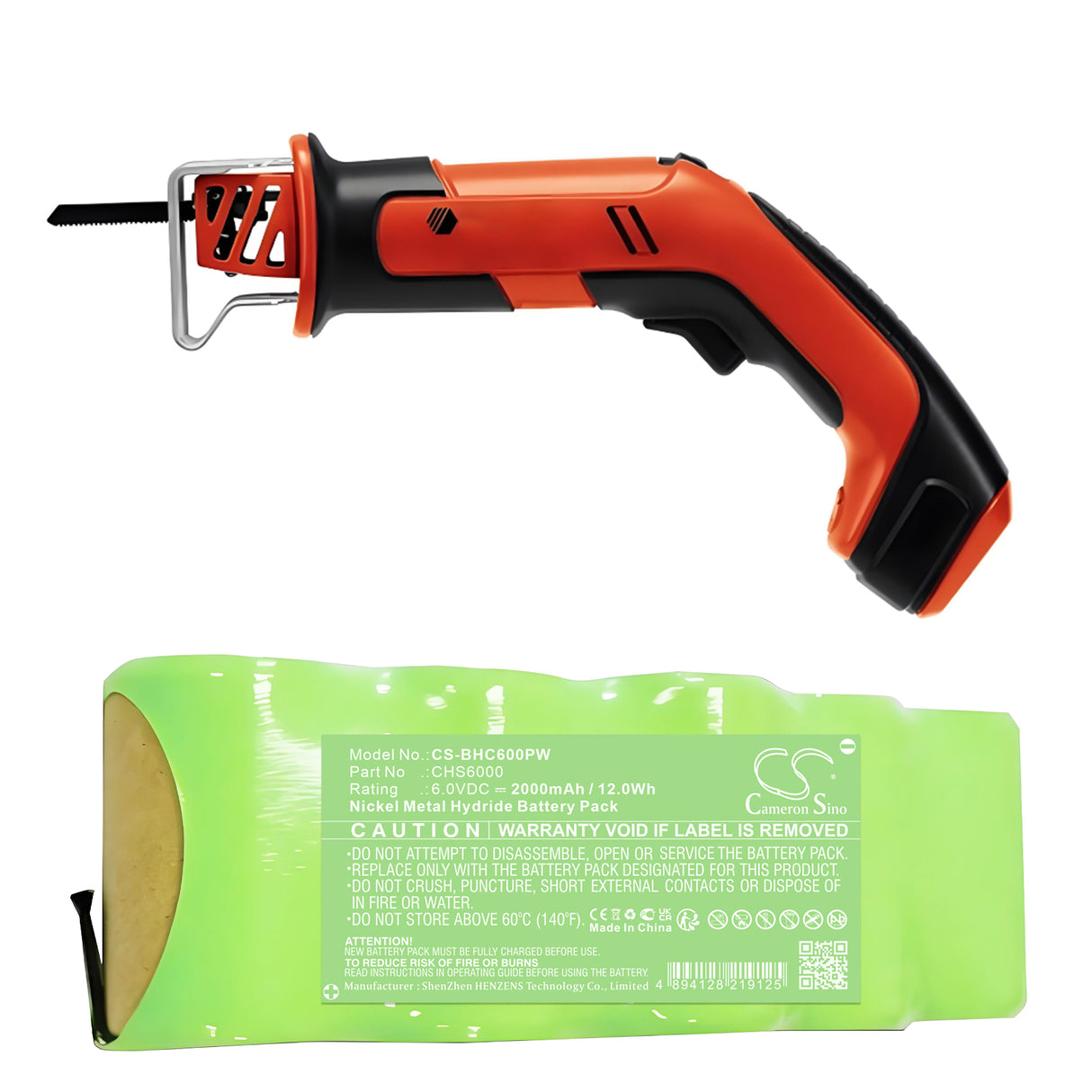 6.0V, Ni-MH, 2000mAh, Power Tools battery fits Black & Decker, Chs6000, Chs6000 Recip-saw, 12.0Wh Power Tools Cameron Sino Technology Limited