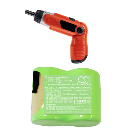 2.4V, Ni-MH, 2000mAh, Power Tools battery fits Black & Decker, 9073, 9073 Type 1, 4.8Wh Power Tools Cameron Sino Technology Limited