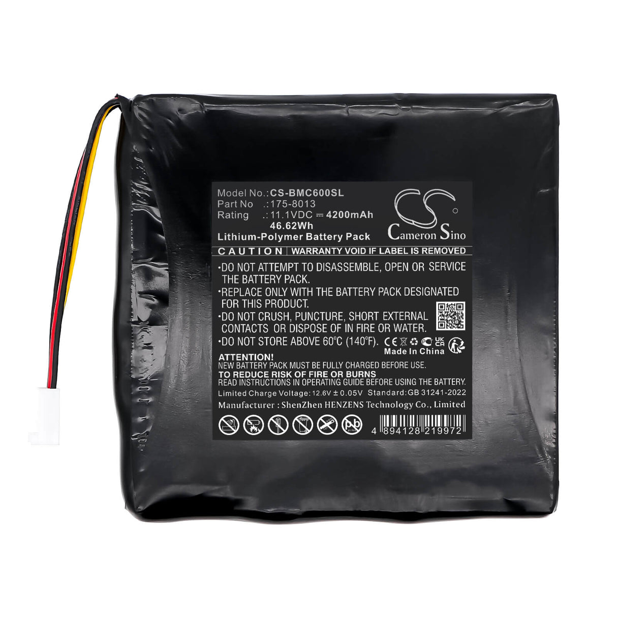 11.1V, Li-Polymer, 4200mAh, Equipment, Survey, Test battery fits Beamex, 175-8013, 8081785, MC6 Calibrator, 46.62Wh Equipment, Survey, Test Cameron Sino Technology Limited