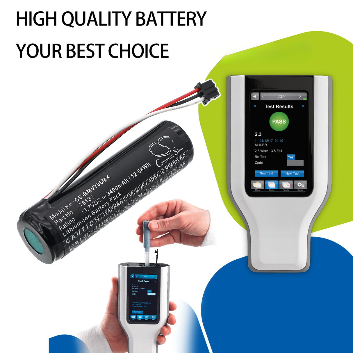 3.7V, Li-ion, 3400mAh, Medical battery fits BioControl, 78131, 78300BC, MVP ICON 78300 version only, 12.58Wh Medical Cameron Sino Technology Limited