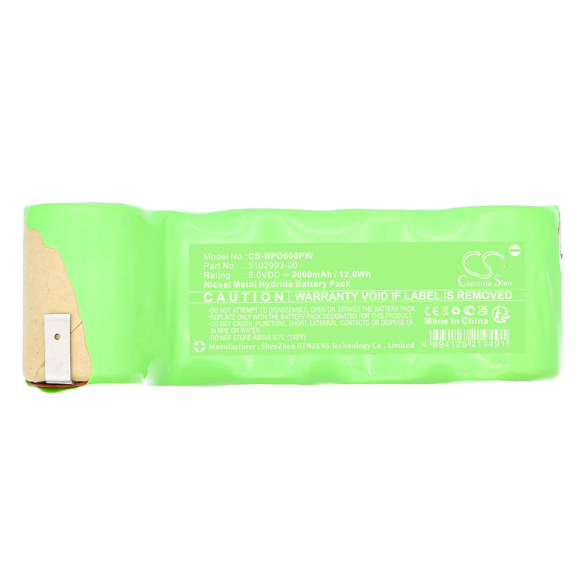 6.0V, Ni-MH, 2000mAh, Power Tools battery fits Black & Decker, 5102993-00, PD600, PD600G, 12.0Wh Power Tools Cameron Sino Technology Limited