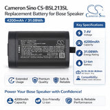 7.4V, Li-ion, 4200mAh, Speaker battery fits Bose, 85885, 31.08Wh Speaker Cameron Sino Technology Limited