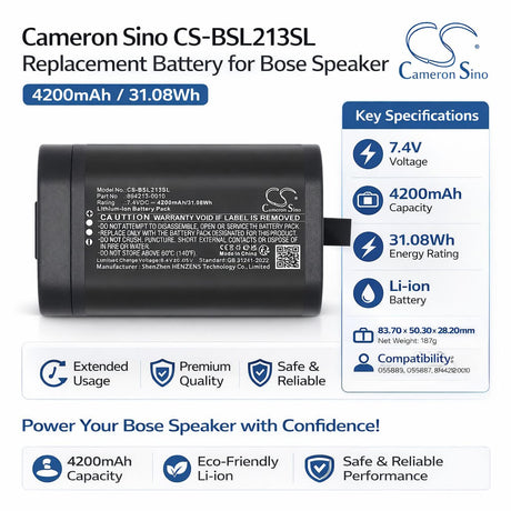 7.4V, Li-ion, 4200mAh, Speaker battery fits Bose, 85885, 31.08Wh Speaker Cameron Sino Technology Limited