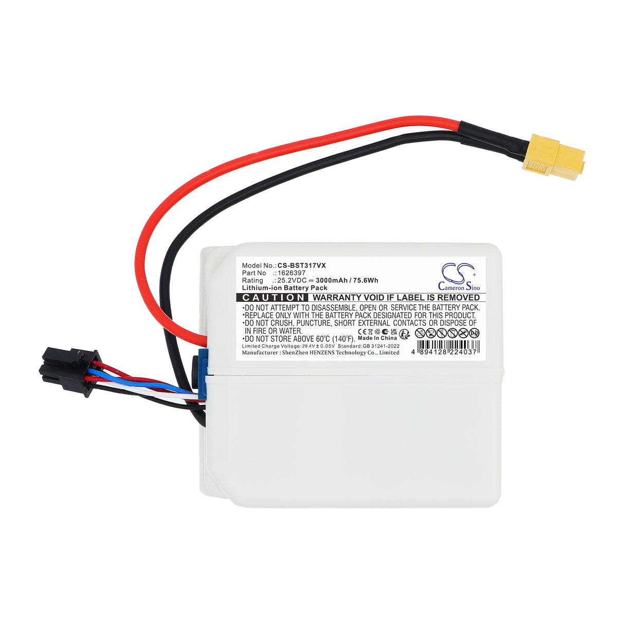 25.2V, Li-ion, 3000mAh, Vacuum battery fits Bissell, 1626397, 3175+, 3177+, 75.6Wh Vacuum Cameron Sino Technology Limited