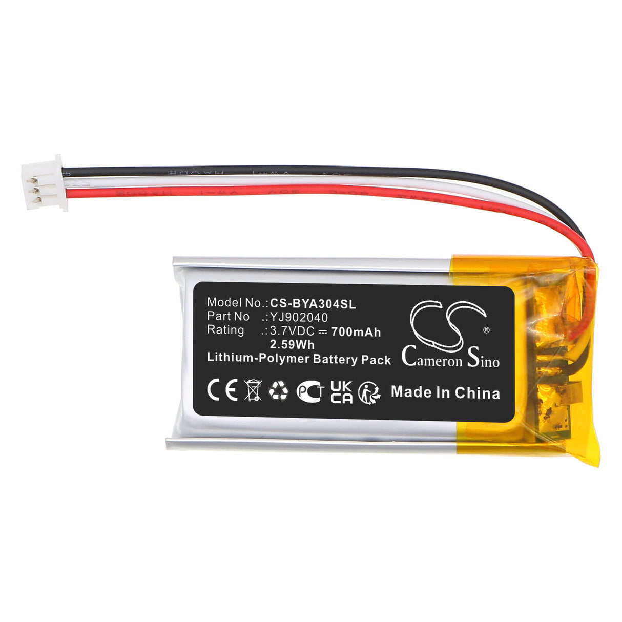 3.7V, Li-Polymer, 700mAh, BabyPhone battery fits Babymoov, YJ902040, A014304, Babyphone Handy Care, 2.59Wh BabyPhone Cameron Sino Technology Limited