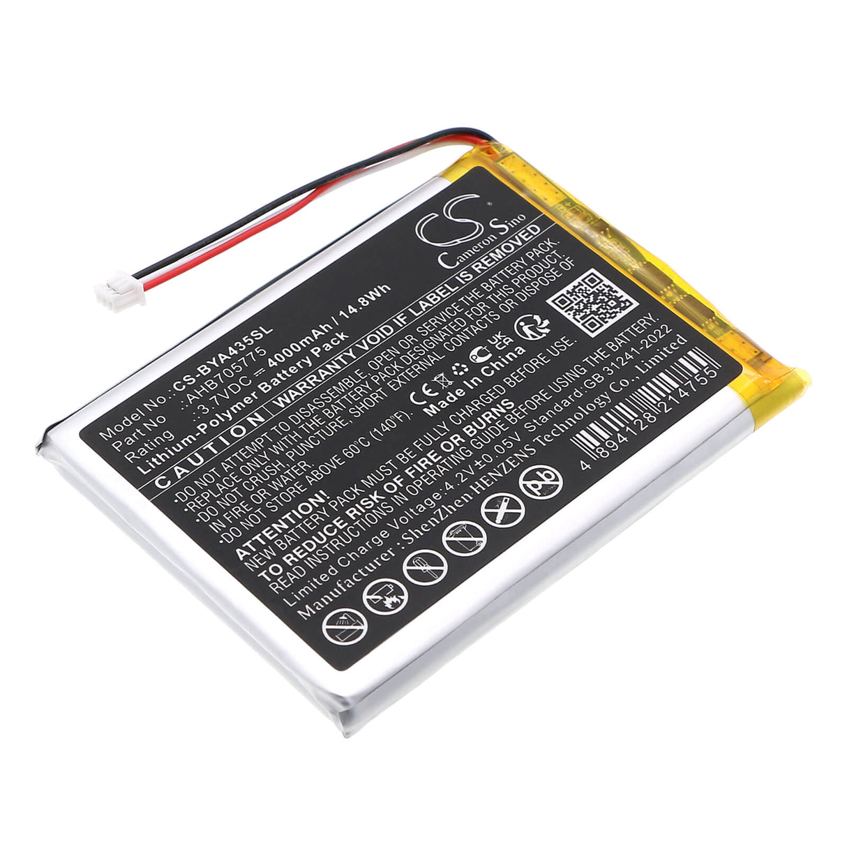 3.7V, Li-Polymer, 4000mAh, BabyPhone battery fits Babymoov, Ahb705775, A014426, A014433, 14.8Wh BabyPhone Cameron Sino Technology Limited