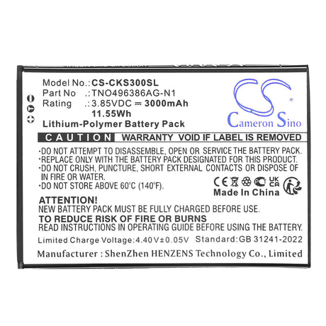 3.85V, Li-Polymer, 3000mAh, Mobile, SmartPhone battery fits Cricket, Tno496386ag-n1, Debut S3, U572ac, 11.55Wh Mobile, SmartPhone Cameron Sino Technology Limited