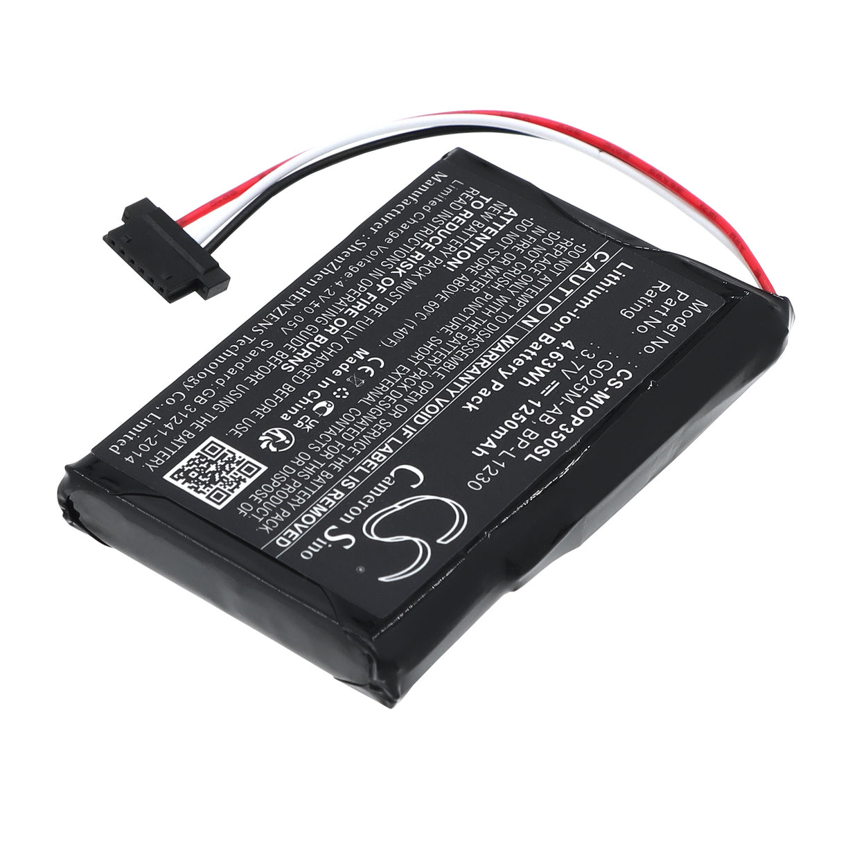 3.7V, Li-ion, 1250mAh, Battery Pack battery fits , CS-CM059SL, 4.63Wh Battery Pack Cameron Sino Technology Limited