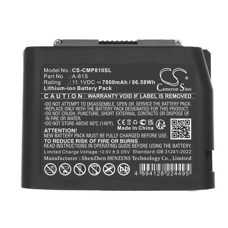 11.1V, Li-ion, 7800mAh, Equipment, Survey, Test battery fits Comptyco, A-81S, A-81S Fusion Splicer, FS-60C Fusion Splicer, 86.58Wh Equipment, Survey, Test Cameron Sino Technology Limited