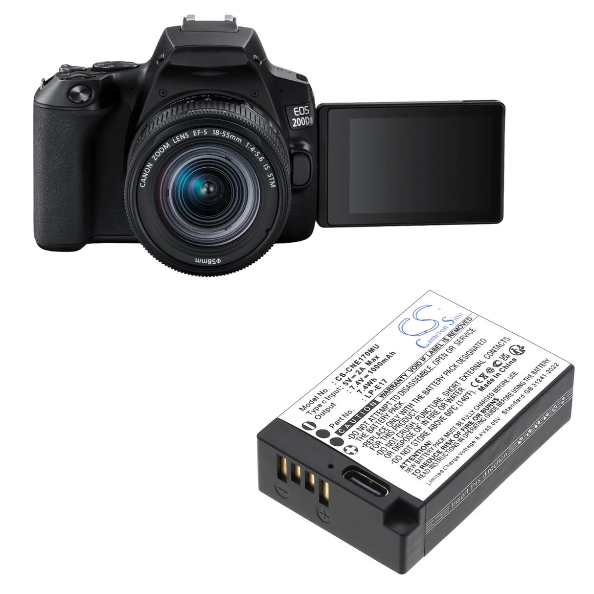 7.4V, Li-ion, 1000mAh, Camera battery fits Canon, LP-E17, 7.4Wh Camera Cameron Sino Technology Limited (Camera)