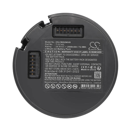 28.8V, Li-ion, 2500mAh, Vacuum battery fits Cecotec, T-dc49l, Conga Rockstar 29600, 72.0Wh Vacuum Cameron Sino Technology Limited