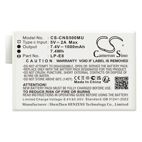 7.4V, Li-ion, 1000mAh, Camera battery fits Canon, Lp-e8, Ef-s, Eos 550d, 7.4Wh Camera Cameron Sino Technology Limited (Camera)