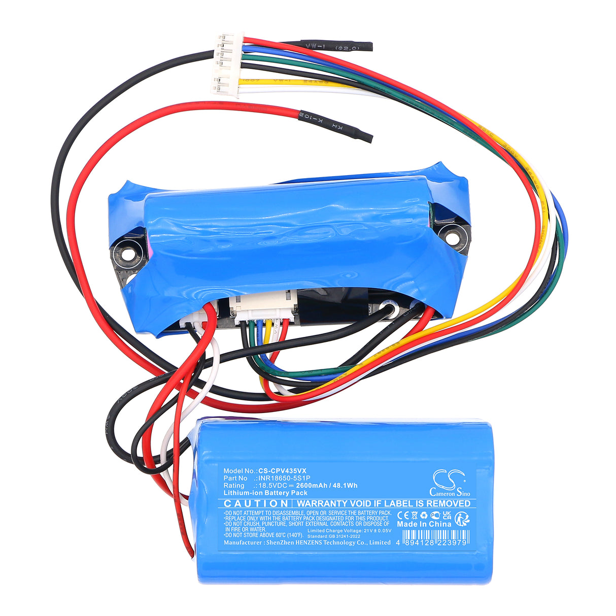 18.5V, Li-ion, 2600mAh, Vacuum battery fits Concept, INR18650-5S1P, VP4353, VP4354, 48.1Wh Vacuum Cameron Sino Technology Limited