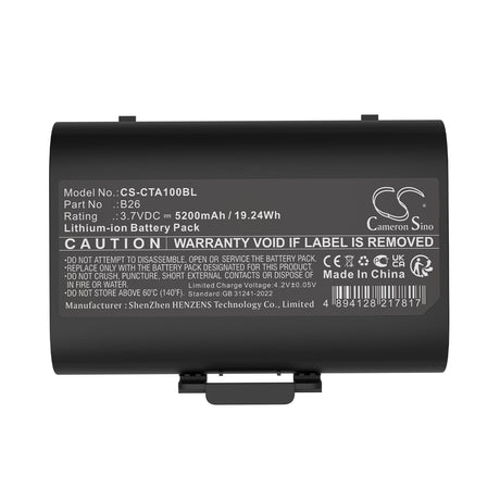 3.7V, Li-ion, 5200mAh, Payment Terminal battery fits Castles, B26, Saturn 1000 S1f2, Saturn 1000f, 19.24Wh Payment Terminal Cameron Sino Technology Limited