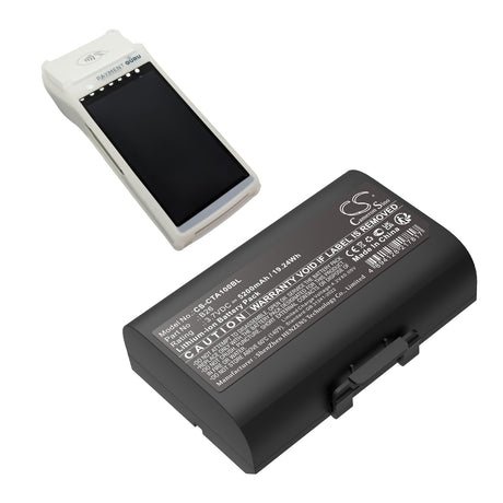 3.7V, Li-ion, 5200mAh, Payment Terminal battery fits Castles, B26, Saturn 1000 S1f2, Saturn 1000f, 19.24Wh Payment Terminal Cameron Sino Technology Limited