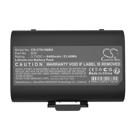 3.7V, Li-ion, 6400mAh, Payment Terminal battery fits Castles, B26, Saturn 1000 S1f2, Saturn 1000f, 23.68Wh Payment Terminal Cameron Sino Technology Limited