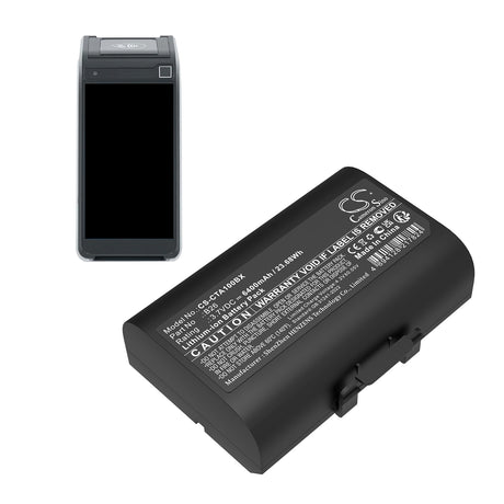 3.7V, Li-ion, 6400mAh, Payment Terminal battery fits Castles, B26, Saturn 1000 S1f2, Saturn 1000f, 23.68Wh Payment Terminal Cameron Sino Technology Limited