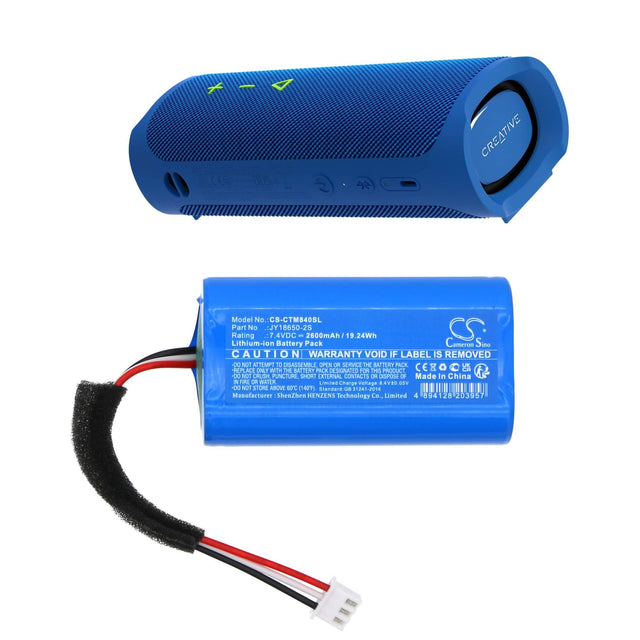 7.4V, Li-ion, 2600mAh, Speaker battery fits Creative, Mf8405, Muvo Go, 19.24Wh Speaker Cameron Sino Technology Limited