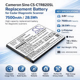 3.8V, Li-Polymer, 7500mAh, Diagnostic Scanner battery fits Cedar, 4990112, CT8, CT8X2, 28.5Wh Diagnostic Scanner Cameron Sino Technology Limited
