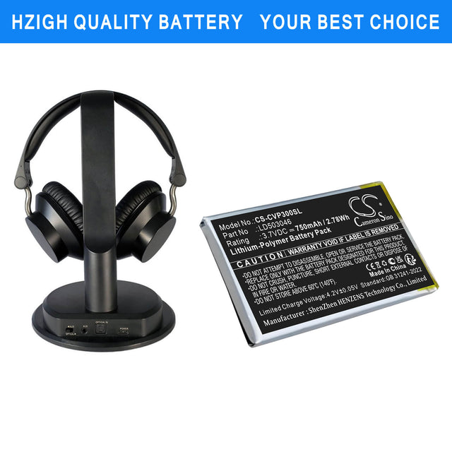 3.7V, Li-Polymer, 750mAh, Wireless Headset battery fits Cgv, LD503046, Prelude 3, 2.78Wh Wireless Headset Cameron Sino Technology Limited