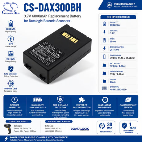 Barcode Scanner Battery For Datalogic, Falcon X3 3.7v, 6800mah - 25.16wh Barcode Scanner Cameron Sino Technology Limited